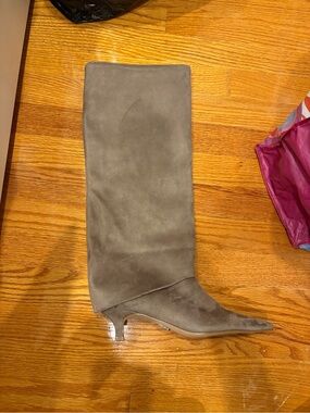 Steve Madden Women’s Tall Pointed-Toe cuff-over Kitten Heel Boot in Taupe